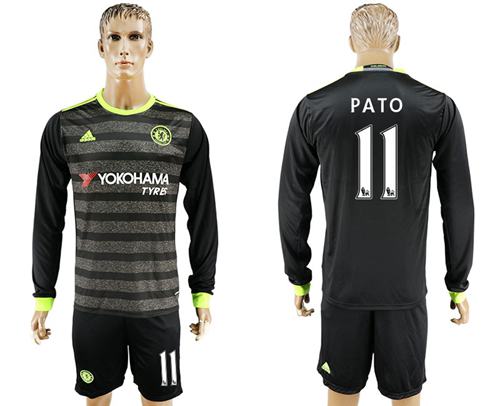 Chelsea #11 Pato Sec Away Long Sleeves Soccer Club Jersey